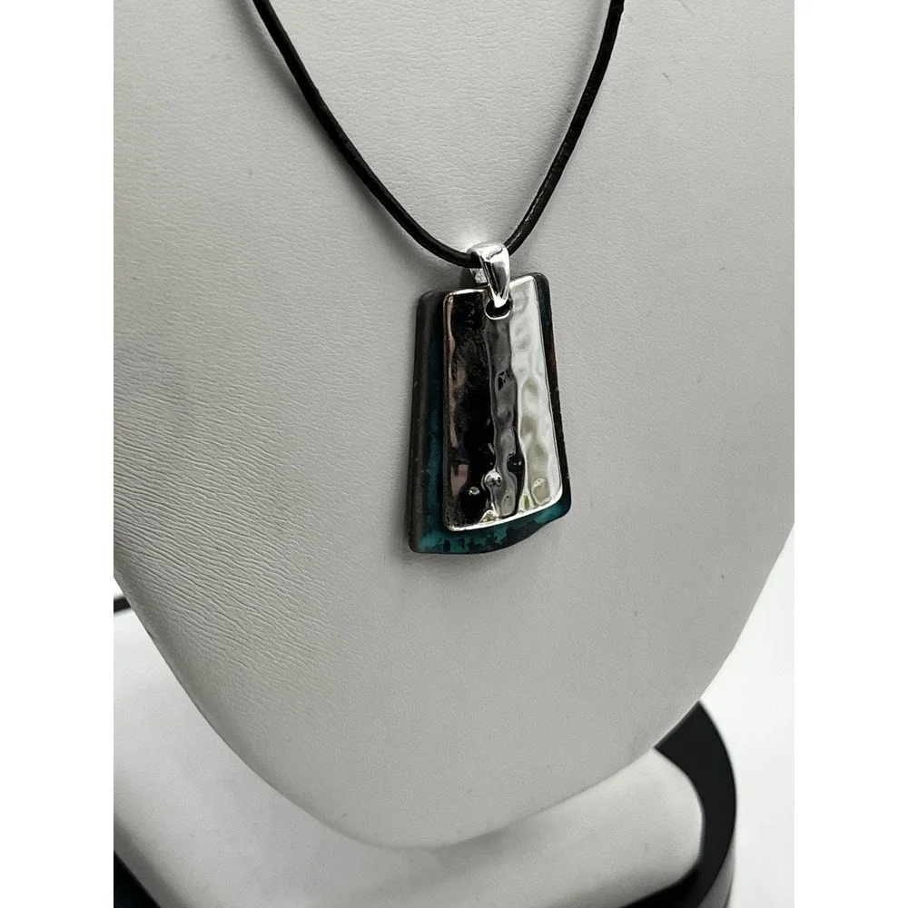 Robert Lee Morris Silver & leather charm chain Two Tone Necklace - Picture 3 of 11
